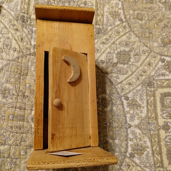 Handmade Wood Bathroom Decor with Outhouse W/ Crescent Moon Design - Picture 1 of 6